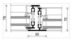 PLAND DE COUPE MENUISSERIE FINELINE RPT FENETRE ACIER A OUVRANT Caché