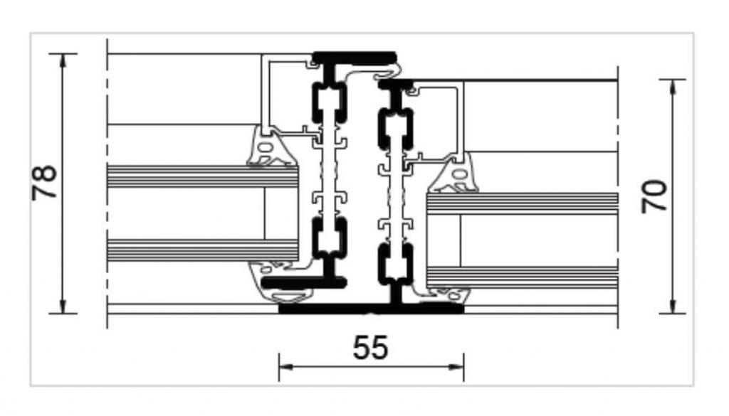 PLAN DE COUPE MENUISSERIE FINELINE RPT FENETRE ACIER A OUVRANT Caché